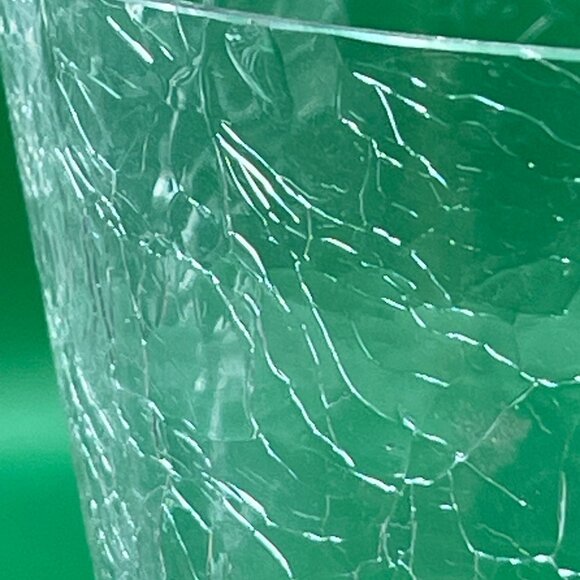 Mid Century Barware Drinking Glasses Crackle Glass Cone Shape Blue Base Set of 2 - Picture 10 of 13